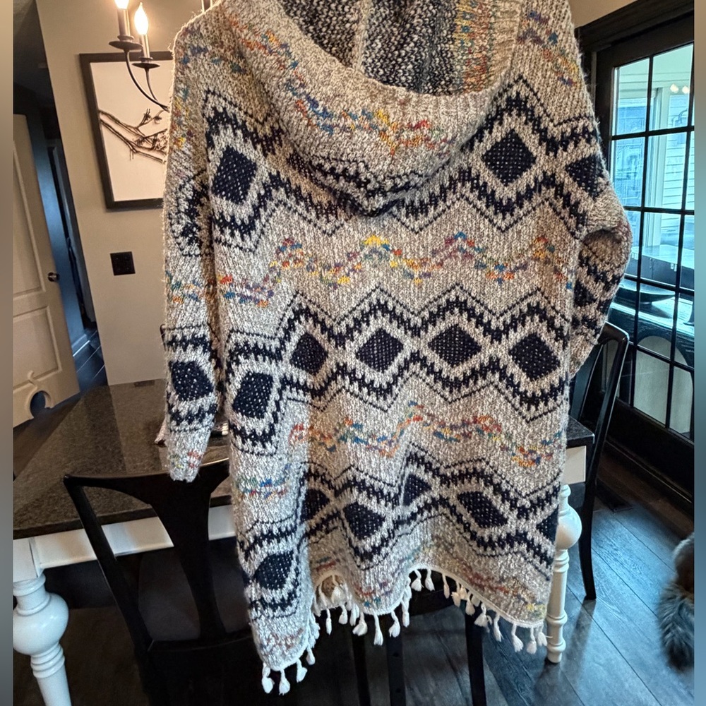 Orange Fashion Village NWT Hooded Geometric Knit Swim Cover-Up Size Small - Picture 7 of 7